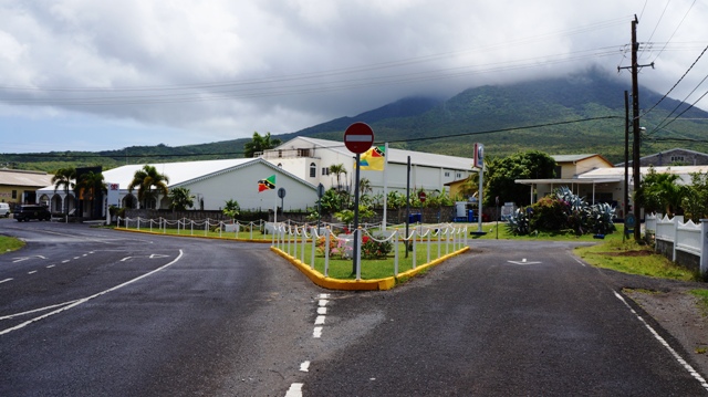 An enhanced area of road at a key intersection in Pinney’s leading to Charlestown on May 17, 2016, is a collaborative effort of the Nevis Housing and Land Development Corporation and TDC